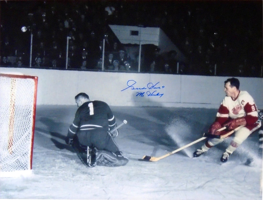 Gordie Howe Mr Hockey Autographed 16x20 Color Photo: Gordie Howe Mr Hockey Autographed 16x20 Color Photo Item Specifics: Gordie Howe "Mr Hockey" Autographed 16x20 Color Photo from early in Gordie's carrer Signed in blue sharpie across the front of the p