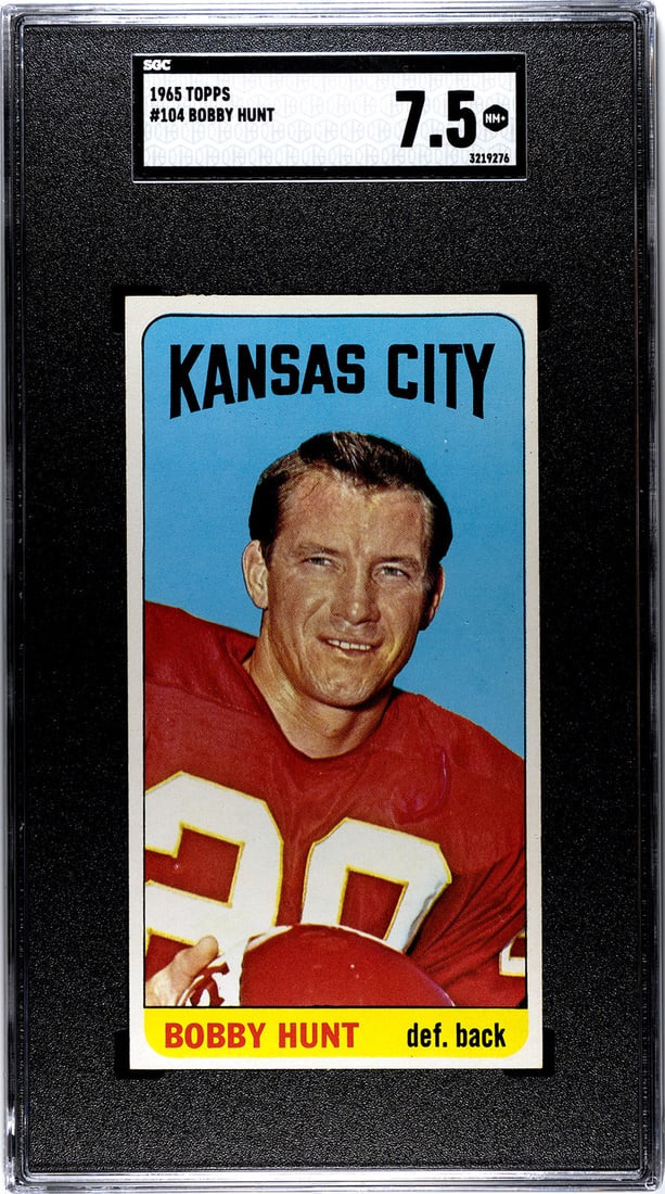 Hunt Bobby 1965 Topps #104 SGC 7.5: Hunt Bobby 1965 Topps #104 SGC 7.5 Item Specifics: Bobby Hunt 1965 Topps #104 SGC 7.5Packed and shipped from Dania Beach Florida. Product Disclaimer: All collectibles are sold as-is; any grading given