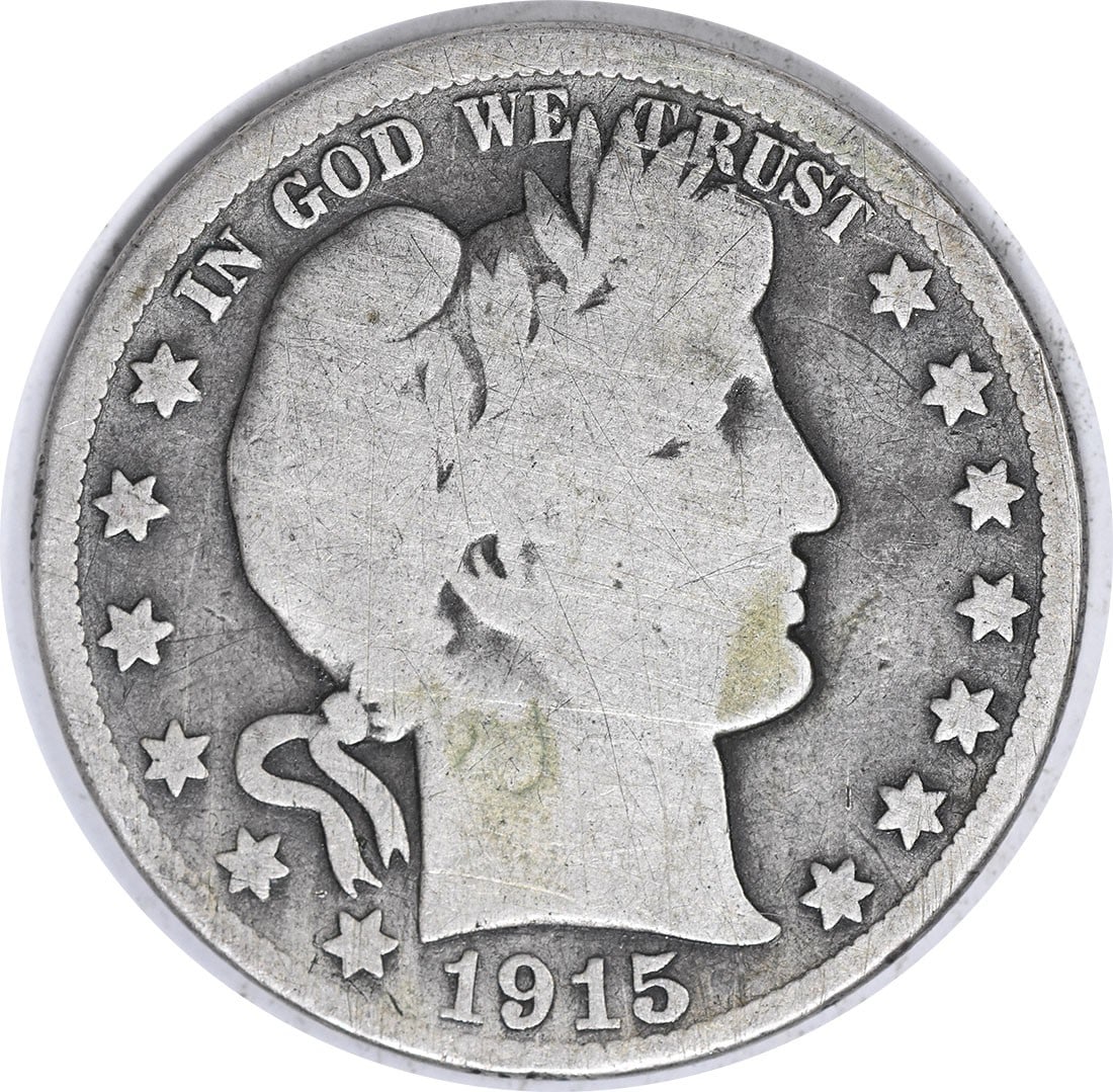 Uncertified 1915 Barber Half Dollar Silver: Uncertified 1915 Barber Half Dollar Silver The 1915 Barber Half Dollar Silver coin features a classic design with its iconic barber figure on the obverse and a wreath surrounding the denomination. Mad