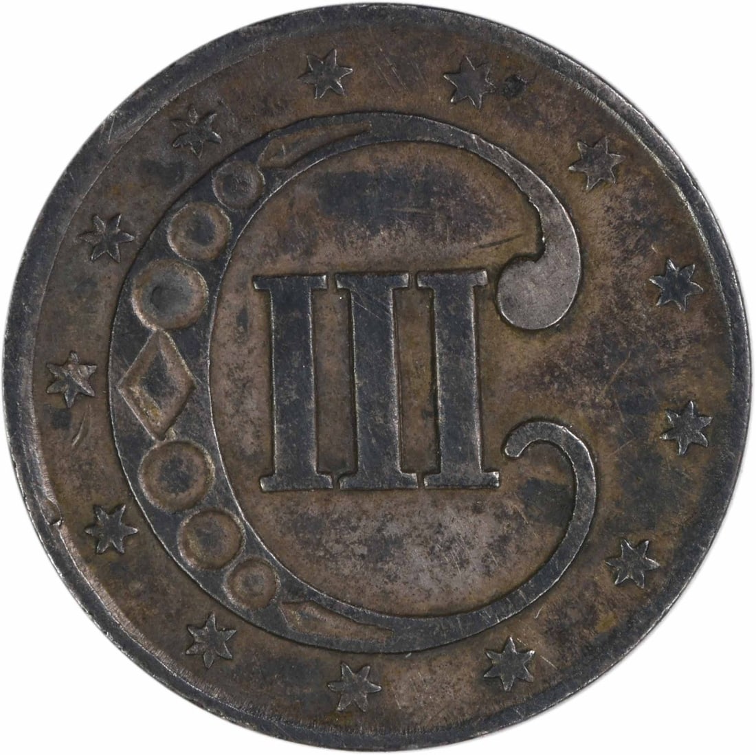 Three Cent Silver AU Uncertified - 2