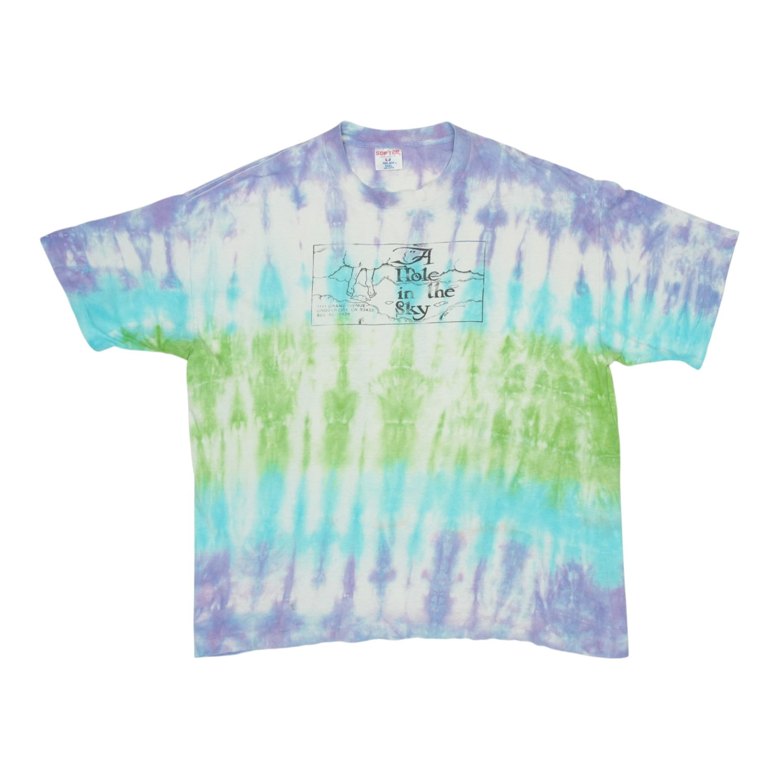 1990s A Hole In The Sky Tie Dye Shirt: 1990s A Hole In The Sky Tie Dye Shirt Vibrant tie-dye colors dance across the front of this 1990s A Hole In The Sky shirt, creating a unique and eye-catching design that's sure to turn heads. Made fro