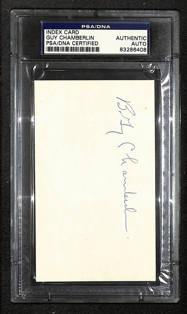 Guy Chamberlin Signed/ Autographed Canton HOF Index Card PSA/ DNA 212426 (1 of 2)