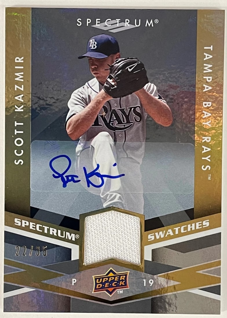Scott Kazmir Autographed 2009 Upper Deck Spectrum Jersey Card: Scott Kazmir Autographed 2009 Upper Deck Spectrum Jersey Card Signed by Scott Kazmir, this Upper Deck Spectrum Jersey Card features the 2009 autograph of the former MLB pitcher. The card showcases a u