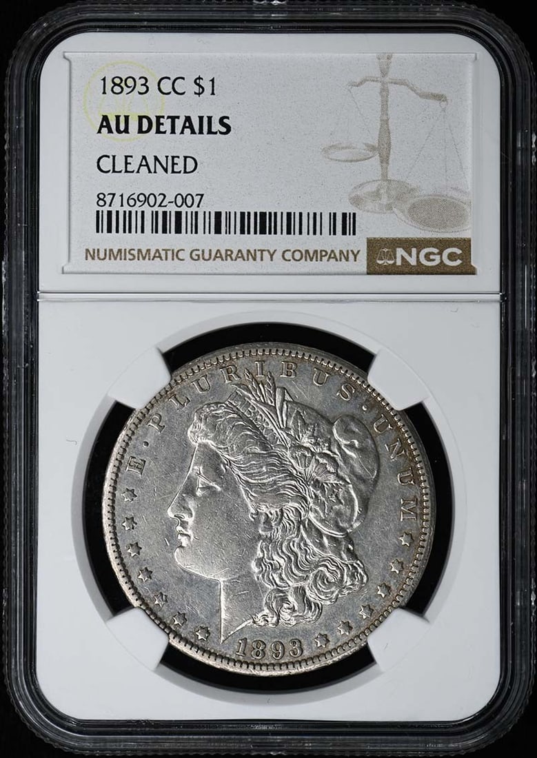 1893-CC CC Morgan Dollar S$1 NGC AU Details: 1893-CC CC Morgan Dollar S$1 NGC AU Details The 1893-CC CC Morgan Dollar S$1 NGC AU Details coin boasts its original certification from the Numismatic Guaranty Corporation (NGC), verifying its authent