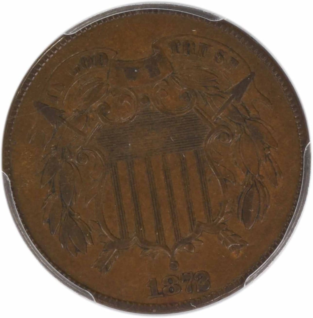 1872 Two Cent Piece EF40 PCGS - 2