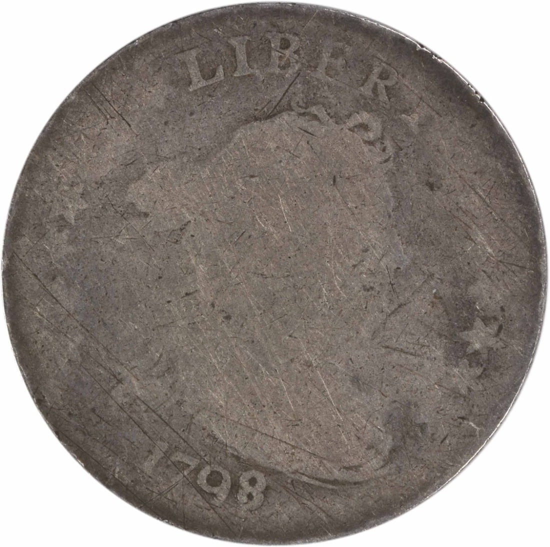 1798/ 7 Bust Silver Dime 16 Star Reverse AG Uncertified (1 of 2)