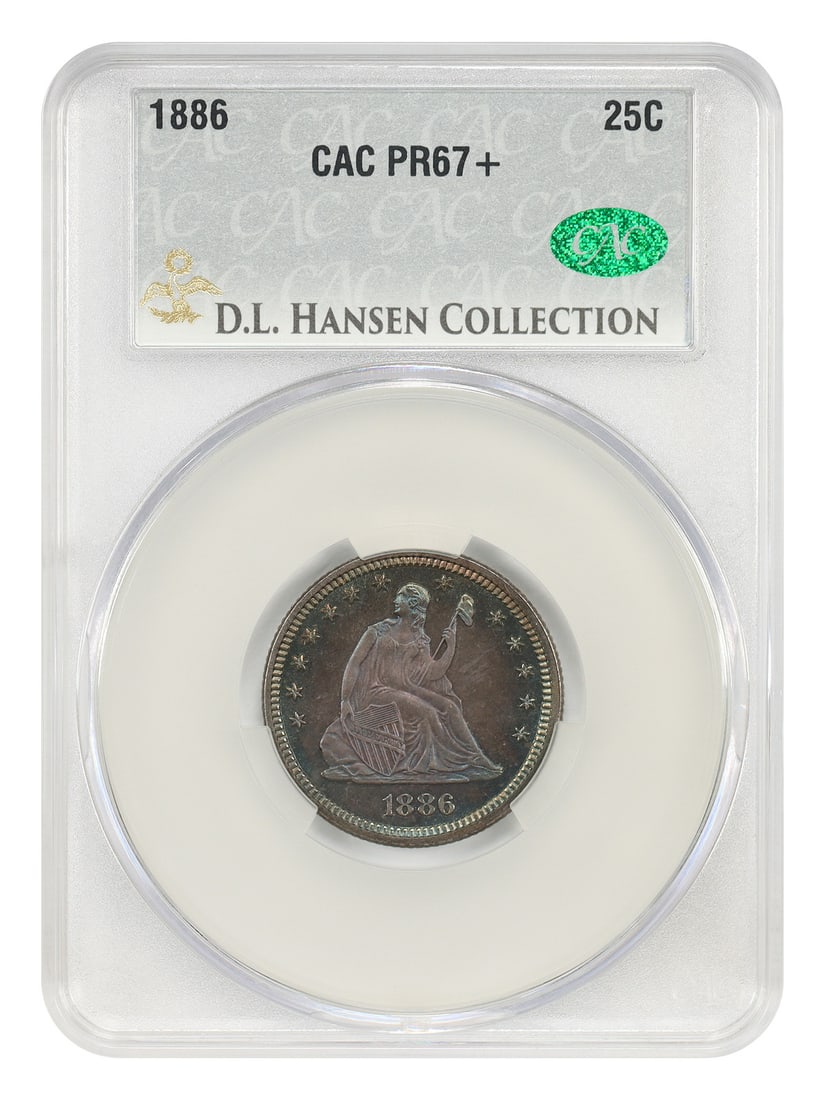 CACG 25C 1886 PR67+ ex D.L. Hansen Liberty Seated Quarter (1 of 6)