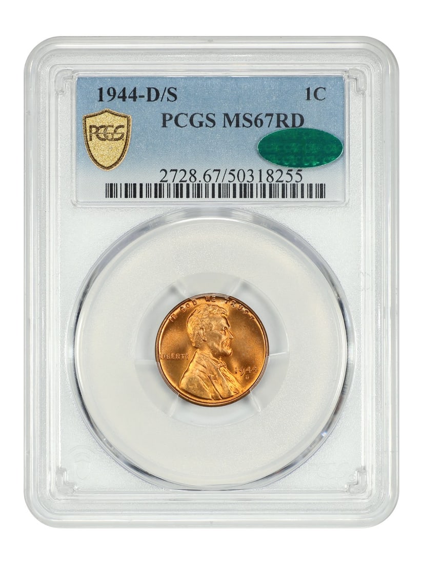 1944-D/ S 1C PCGS/ CAC MS67RD - Lincoln Cent (Wheat Reverse) - Tough OMM (1 of 4)