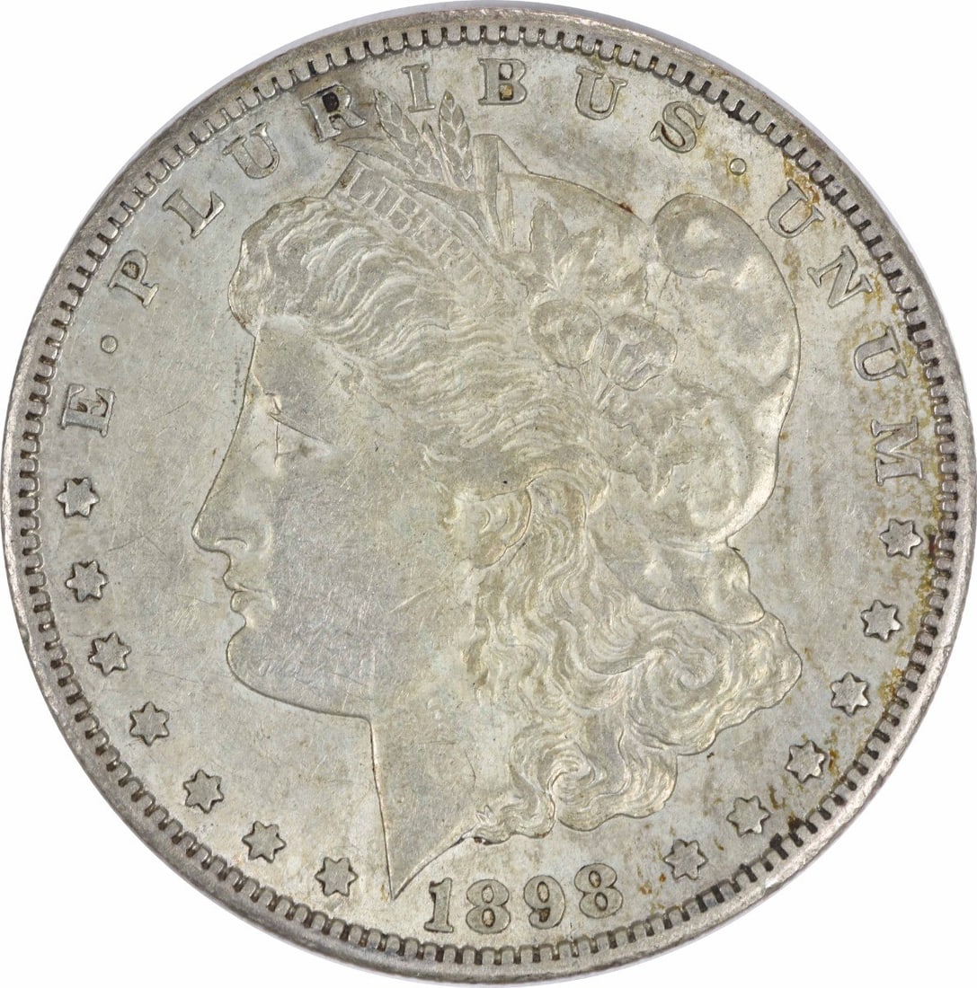 Morgan Silver Dollar AU Uncertified 1898-S: Morgan Silver Dollar AU Uncertified 1898-S The 1898-S Morgan Silver Dollar is an AU Uncertified circulated coin, showcasing its natural worn appearance. Made with 90% silver and 10% copper, it feature