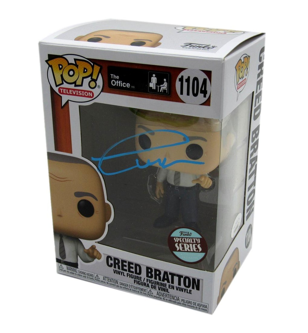 BRATTON CREED FUNKO POP JSA OFFICE FIGURINE 184765: BRATTON CREED FUNKO POP JSA OFFICE FIGURINE 184765 Creed Bratton's Funko Pop! figurine bears his signature, making it a unique collectible for fans of the beloved TV show. This officially licensed ite