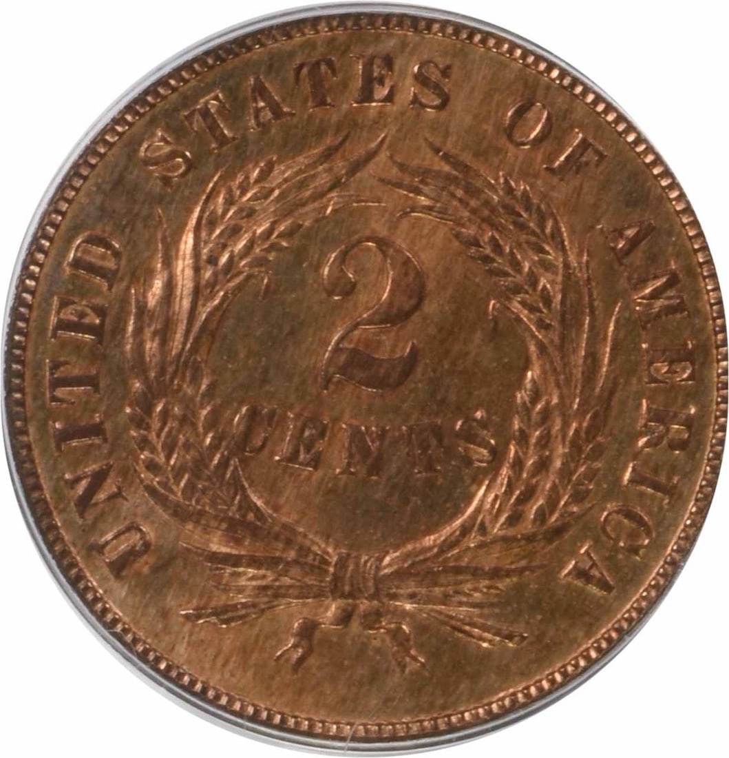 Two Cent Piece MS64RD PCGS - 3