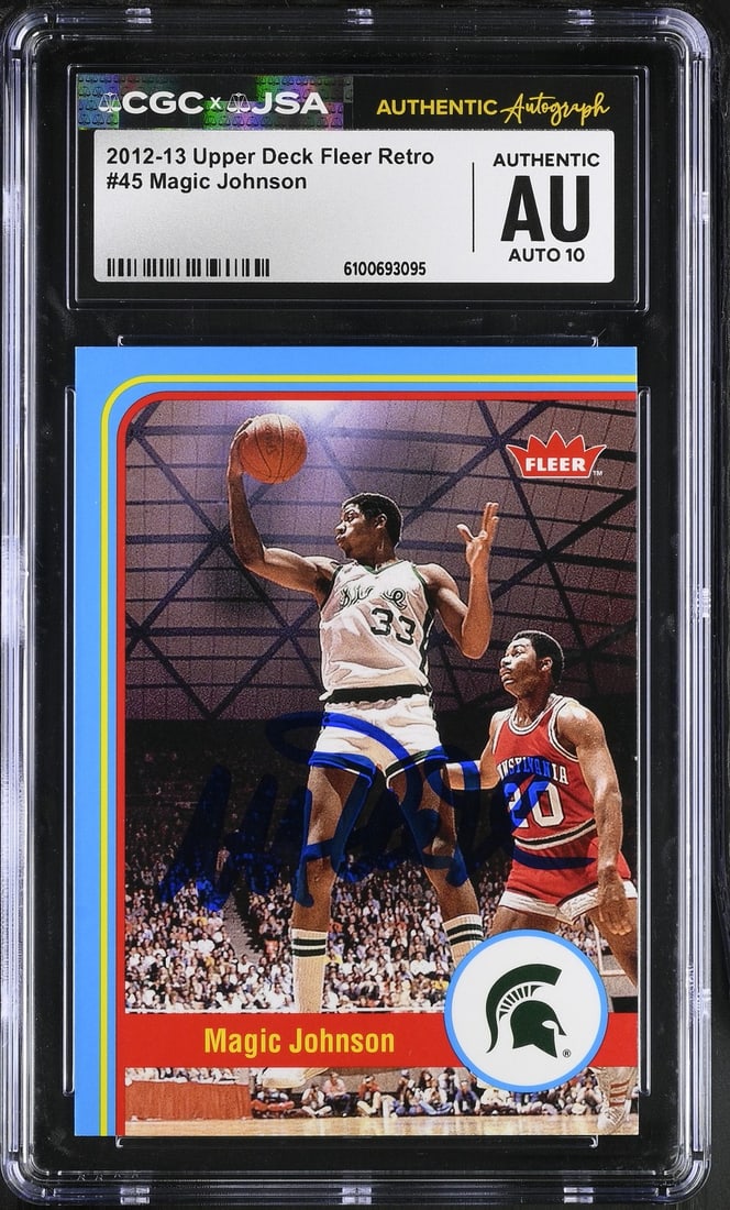 Johnson Magic Signed Card 2012-13 Fleer Retro UD Auto CGC 10 JSA (1 of 2)