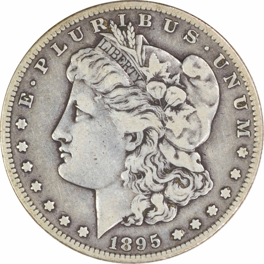 Morgan Silver Dollar 1895 VF Uncertified: Morgan Silver Dollar 1895 VF Uncertified The 1895 Morgan Silver Dollar is a circulated coin with a high grade of VF, showcasing its well-preserved condition. This Uncertified Circulated coin features 