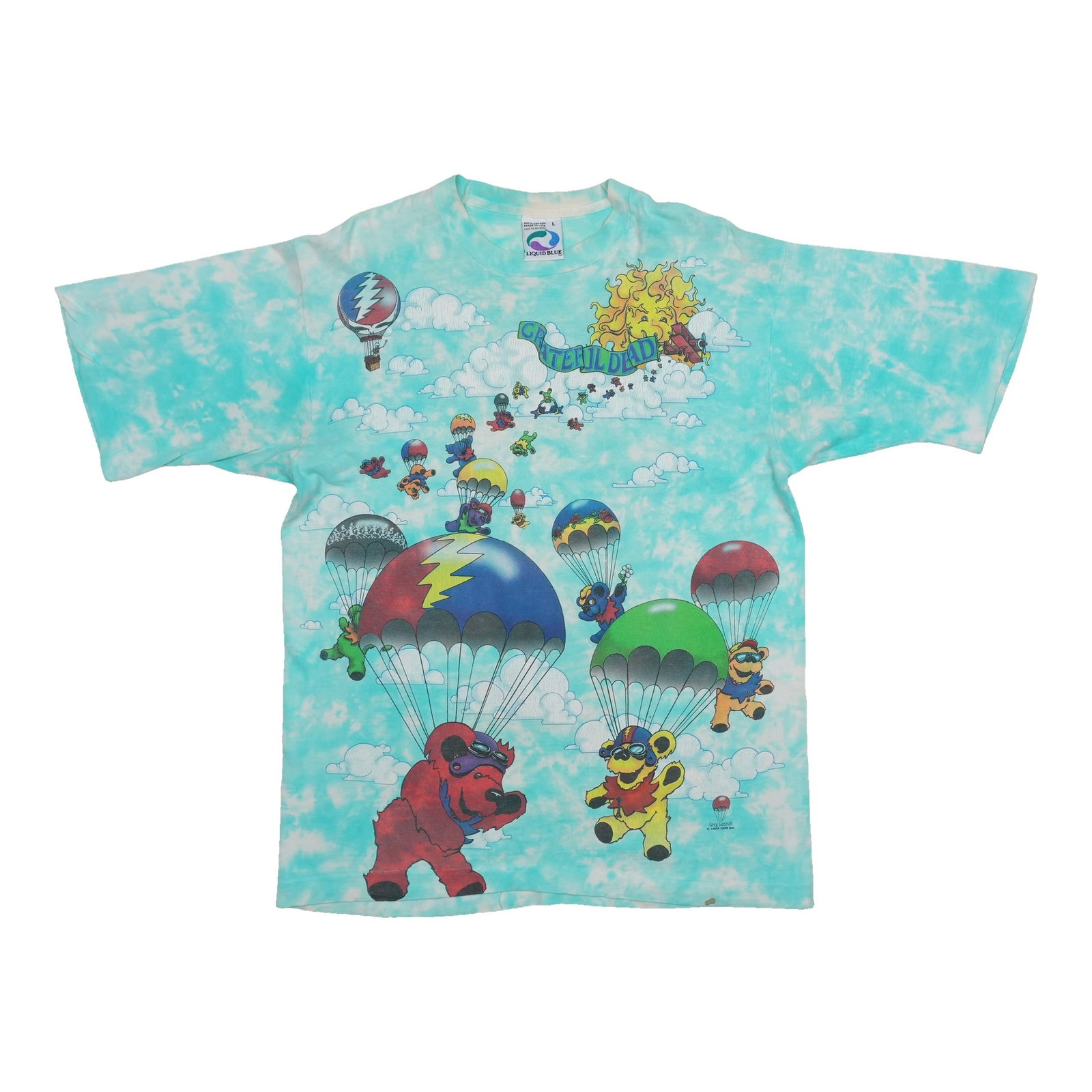 1990s Grateful Dead Parachuting Bears Shirt: 1990s Grateful Dead Parachuting Bears Shirt This vintage Grateful Dead Parachuting Bears shirt from the 1990s is a unique and eye-catching addition to any fan's wardrobe. Featuring the iconic bear des