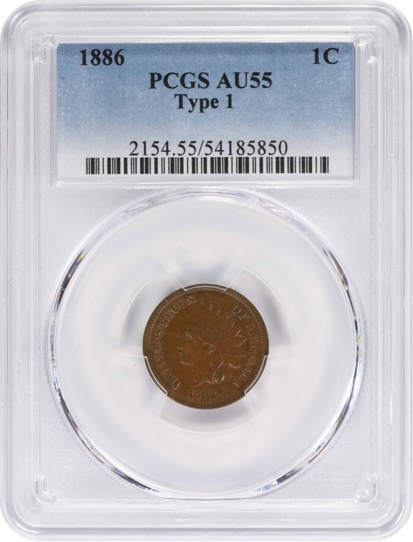 Indian Cent AU55 1 Variety 1886 (1 of 1)