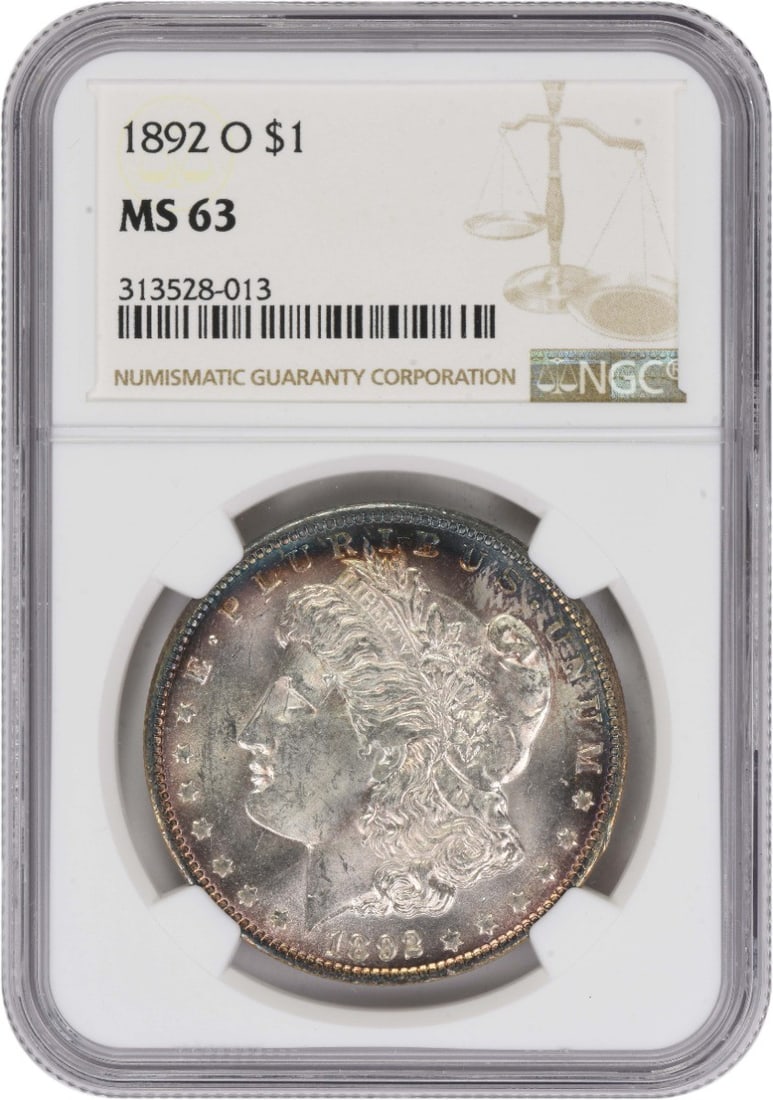 Morgan Silver Dollar MS63 NGC 1892: Morgan Silver Dollar MS63 NGC 1892 MS63 Morgan Silver Dollar from 1892, certified by the NGC, features an uncirculated grade and a reeded edge. Made with 90% silver and 10% copper, this coin weighs 26
