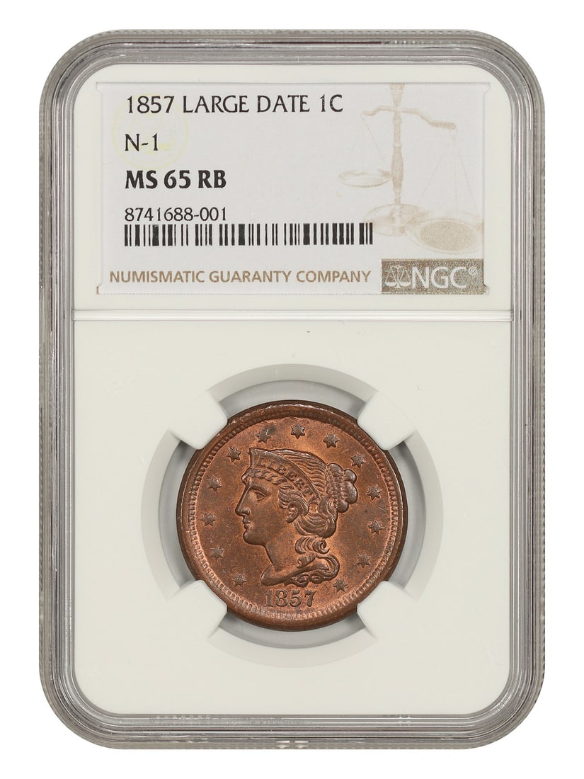 1857 1C NGC MS65RB (Large Date, N-1) - Braided Hair Cent (1 of 4)