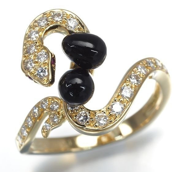 Yellow Gold Diamond Ring 18k Ruby Onyx Snake US6 EU52 Paper: Yellow Gold Diamond Ring 18k Ruby Onyx Snake US6 EU52 Paper Item Specifics: Shape: Snake Occasion: Anniversary Birthday Christening Christmas Engagement Graduation Mother's Day Valentine's Day Wedding