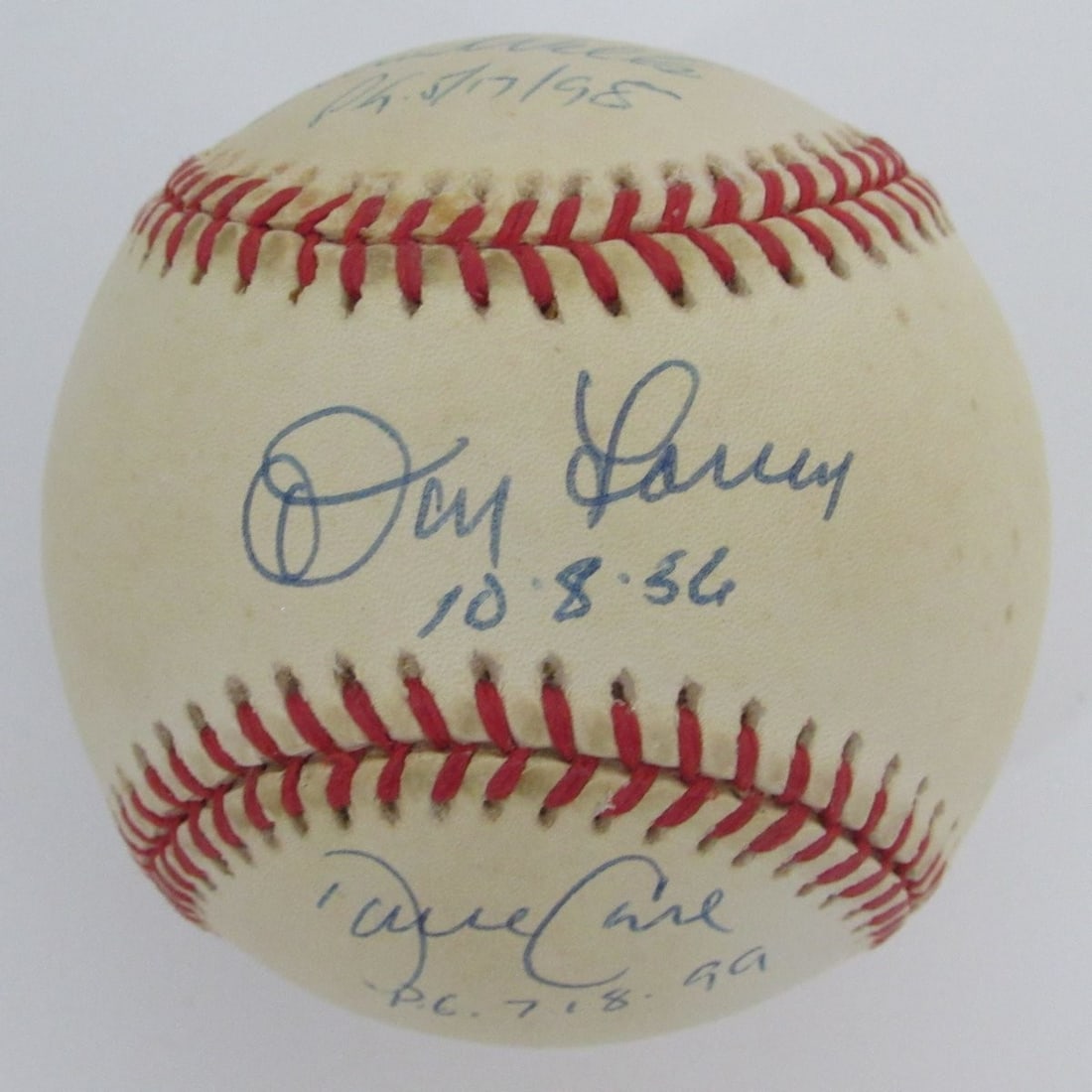 David Wells/ Don Larsen/ David Cone Signed/ Insc OAL Baseball Yankees PSA/ DNA 19577 (1 of 2)