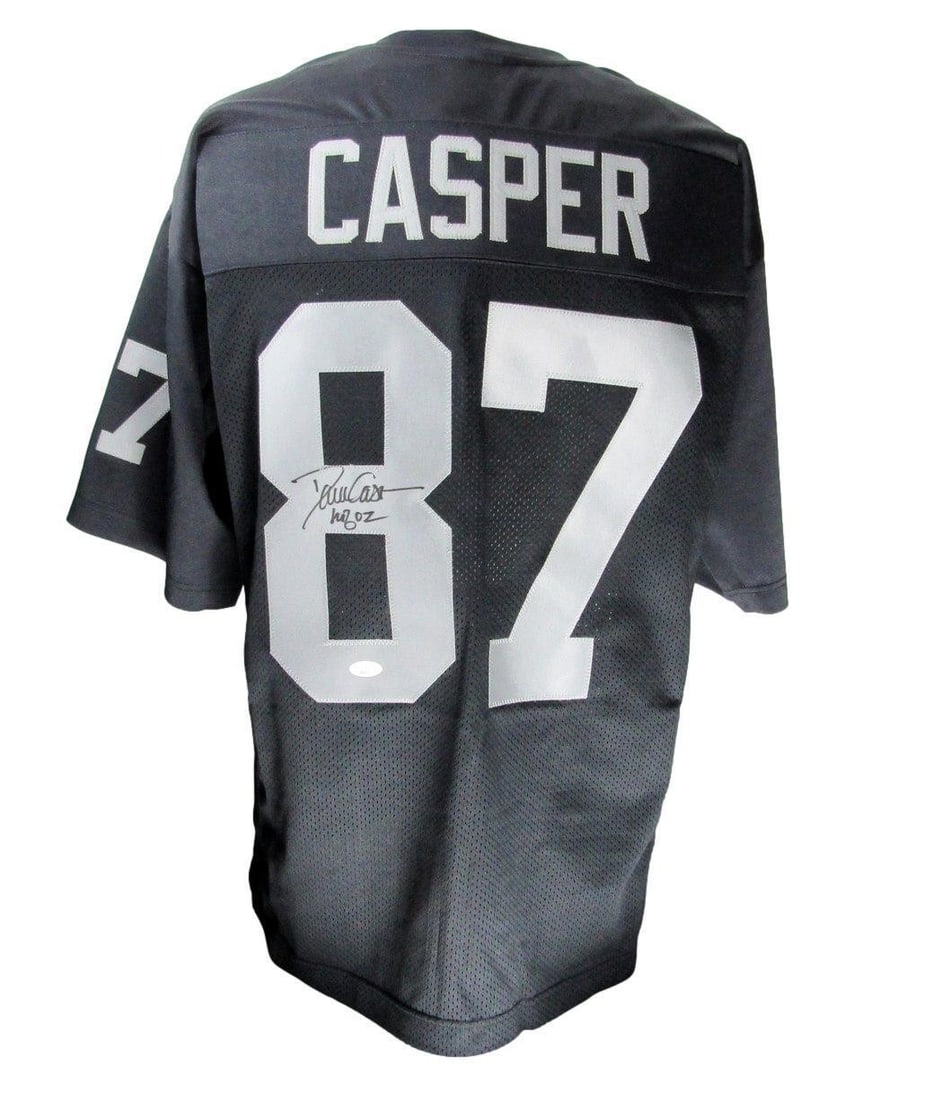 Casper Dave HOF Raiders Inscribed Signed Black Jersey Football Custom 165737 JSA (1 of 5)