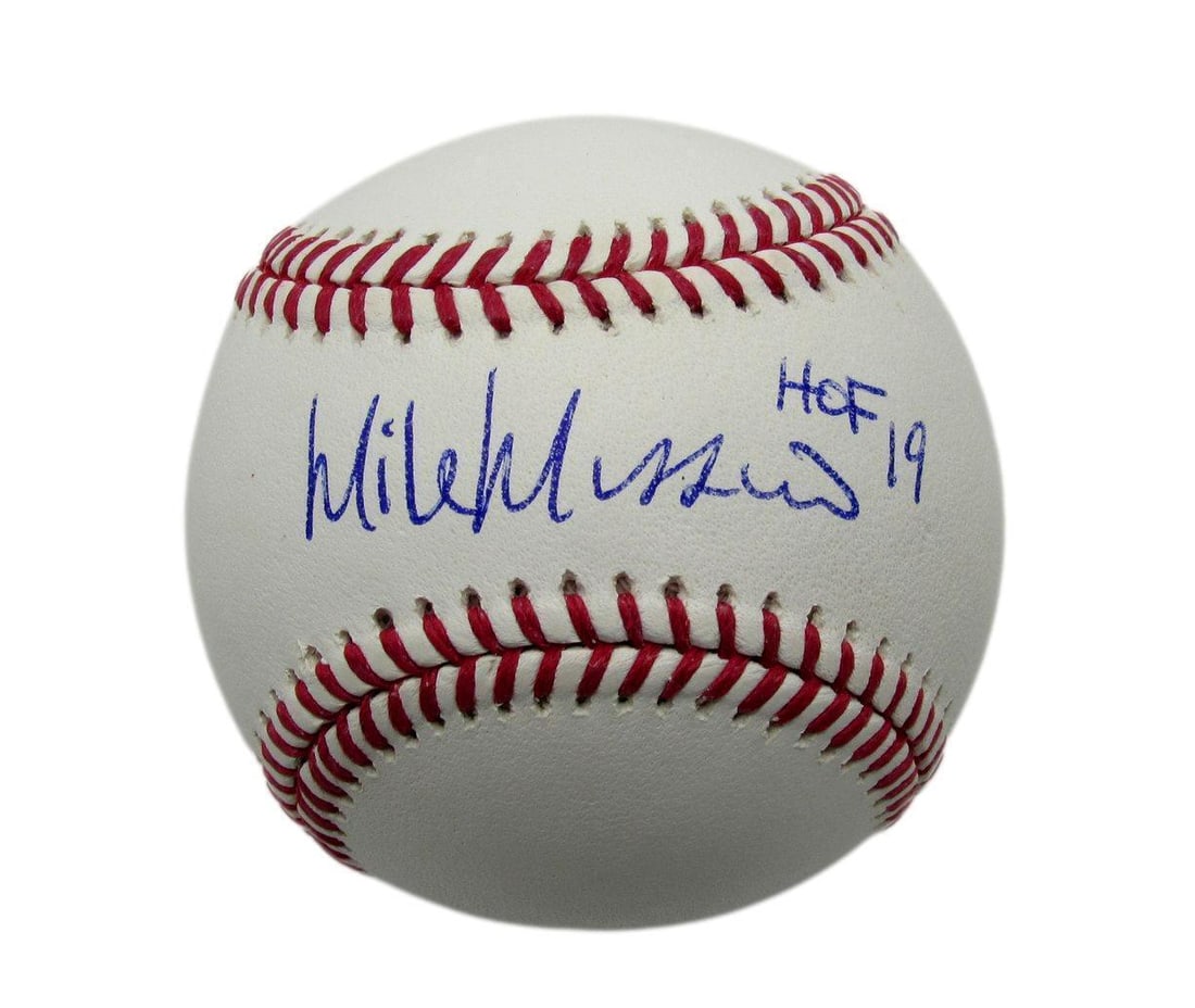 Mike Mussina Autographed/ Inscribed OML Baseball Orioles JSA 177791: Mike Mussina Autographed/ Inscribed OML Baseball Orioles JSA 177791 Mike Mussina's iconic autograph shines on this Orioles baseball, bearing the official James Spence Authentication (JSA) stamp. The B