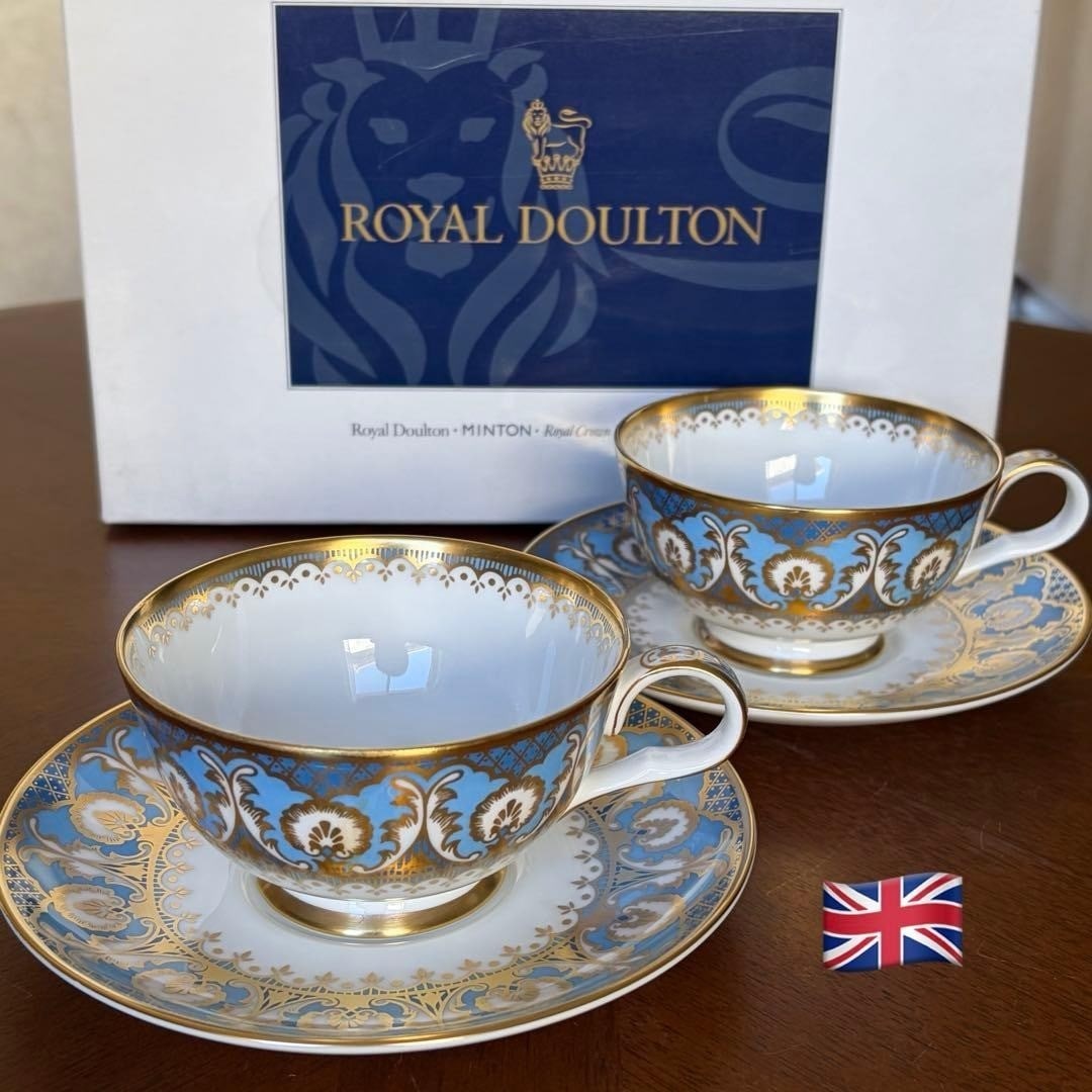 Royal Doulton BIRBECK Cup Saucer Pair Set Of 2 Bone China Gold Trim England Rare: Royal Doulton BIRBECK Cup Saucer Pair Set Of 2 Bone China Gold Trim England Rare Item Specifics: Origin: England Brand: Royal Doulton Pattern: Carlyle Type: Espresso Cup & Saucer Color: Multicolor Set