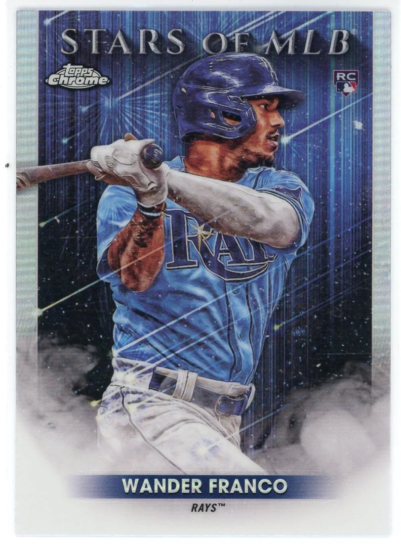 Wander Stars of MLB Rookie Card 2022 Topps #SMLB-20: Wander Stars of MLB Rookie Card 2022 Topps #SMLB-20 Topps Wander Franco 2022 Topps Stars of MLB Rookie Card #SMLB-20 features Wander Franco, the talented rookie player, on a unique and eye-catching de