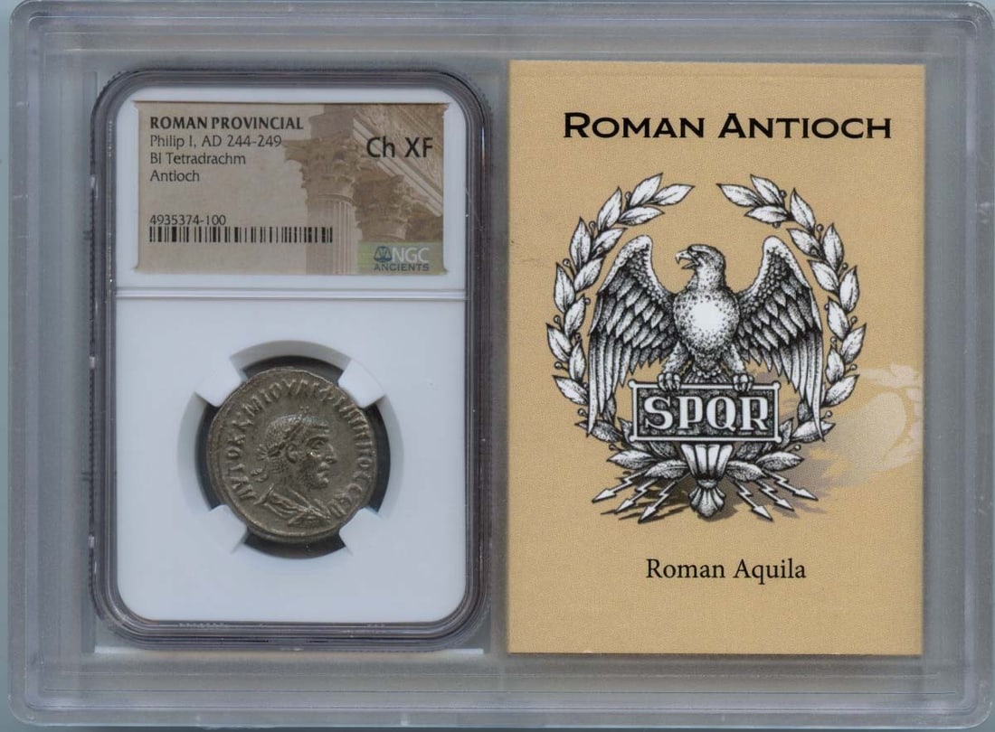 Roman Antioch BI Tetradrachm NGC CH EF45 Phillip I AD 244-49 (1 of 1)