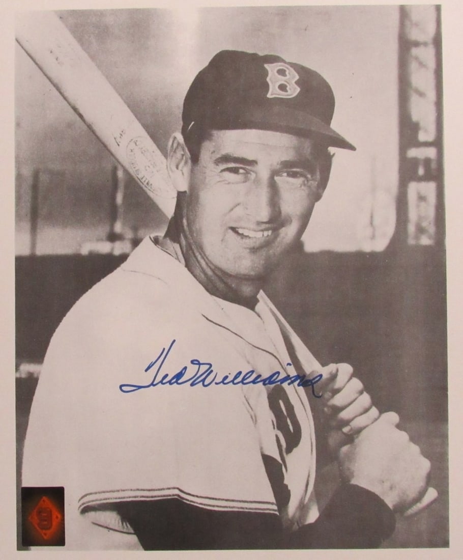 Ted Williams HOF Signed/ Autographed 11x14 B/ W Photo Boston Red Sox TWF 198586: Ted Williams HOF Signed/ Autographed 11x14 B/ W Photo Boston Red Sox TWF 198586 Signed by the legendary Ted Williams, this 11x14 black and white photo showcases the Hall of Fame slugger in his iconic 