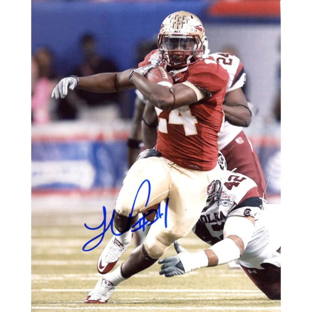 Pryor Autographed 8x10 Photo Seminoles Florida State: Pryor Autographed 8x10 Photo Seminoles Florida State Lonnie Pryor's sharpie signature stands out on this 8x10 photo, capturing him in action as he runs with the ball against South Carolina. The image 