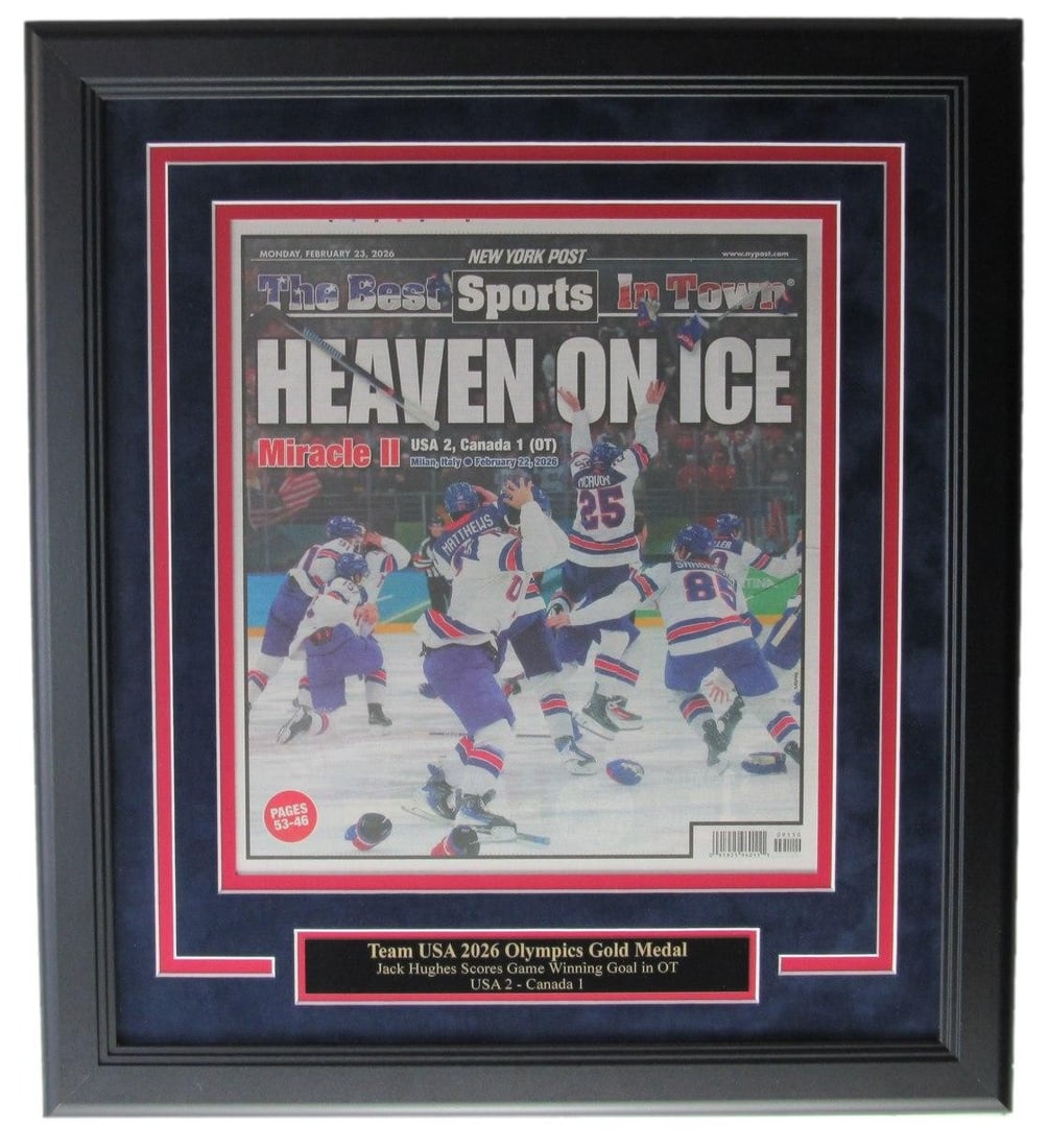 New York Post Men's Olympic Hockey Gold Medal Framed Newspaper (1 of 2)