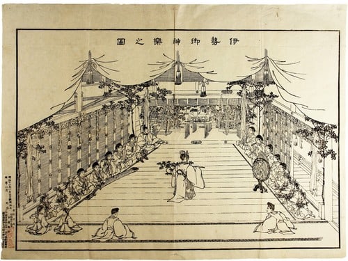 Meiji 12 1879 Antique Japanese Ise Kagura Shinto Woodblock Print: Meiji 12 1879 Antique Japanese Ise Kagura Shinto Woodblock Print Item Specifics: Subject: Ise Kagura Shinto Ritual Material: Paper Style: Japanese Year Of Production: Meiji period Product Disclaimer: 