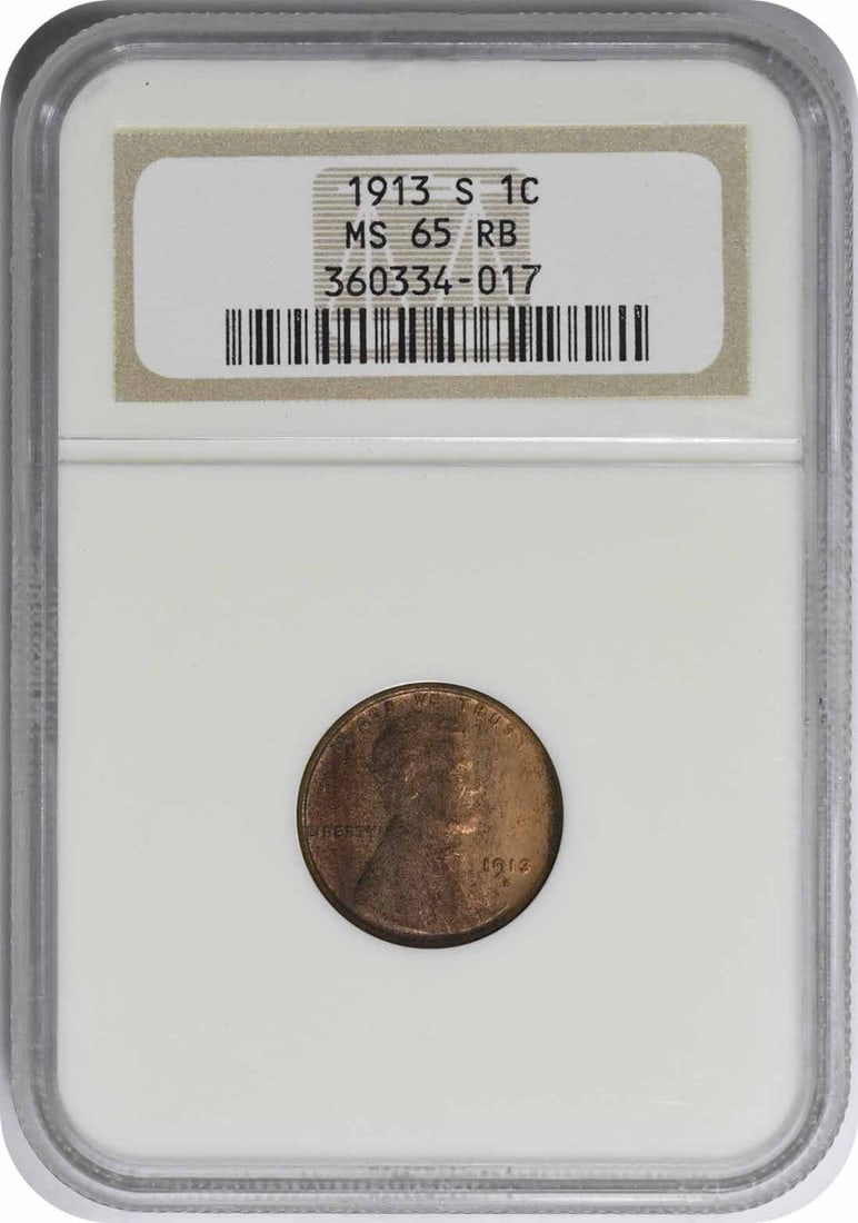 1913-S Lincoln Cent MS65RB NGC: 1913-S Lincoln Cent MS65RB NGC The 1913-S Lincoln Cent MS65RB NGC is an exceptionally preserved example of the iconic Small Cent, boasting a striking MS65 grade and bearing the signature of Victor Dav