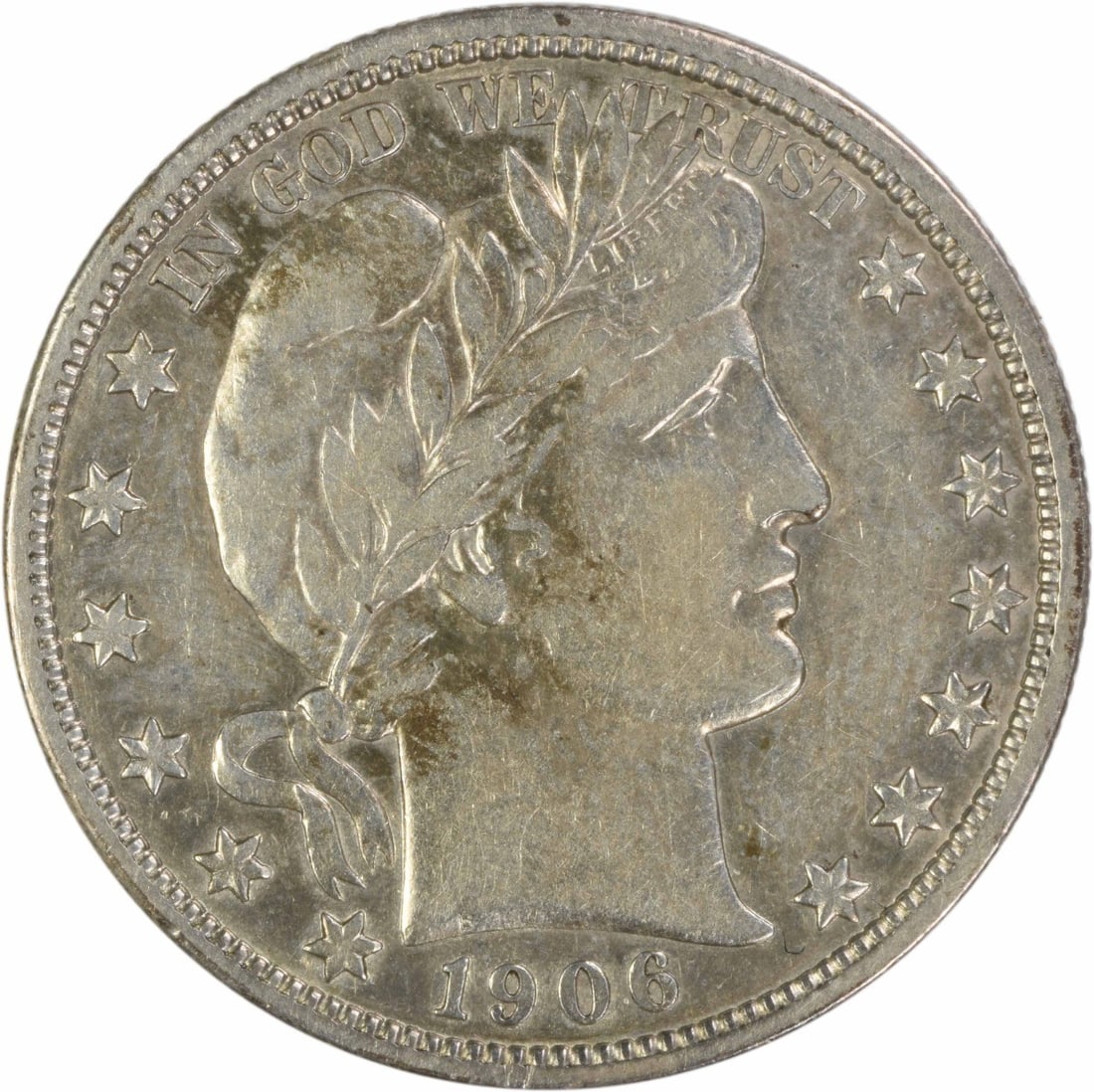 Choice VF 1906 Barber Half Dollar Silver: Choice VF 1906 Barber Half Dollar Silver The Choice VF 1906 Barber Half Dollar Silver boasts an impressive circulated grade, showcasing its age and wear. This silver coin features the iconic Barber de