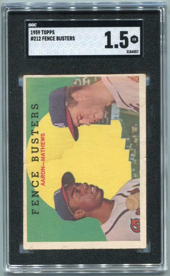 Fence Busters Hank Aaron Eddie Mathews 1959 Topps Card #212 SGC Graded 1.5 (1 of 2)