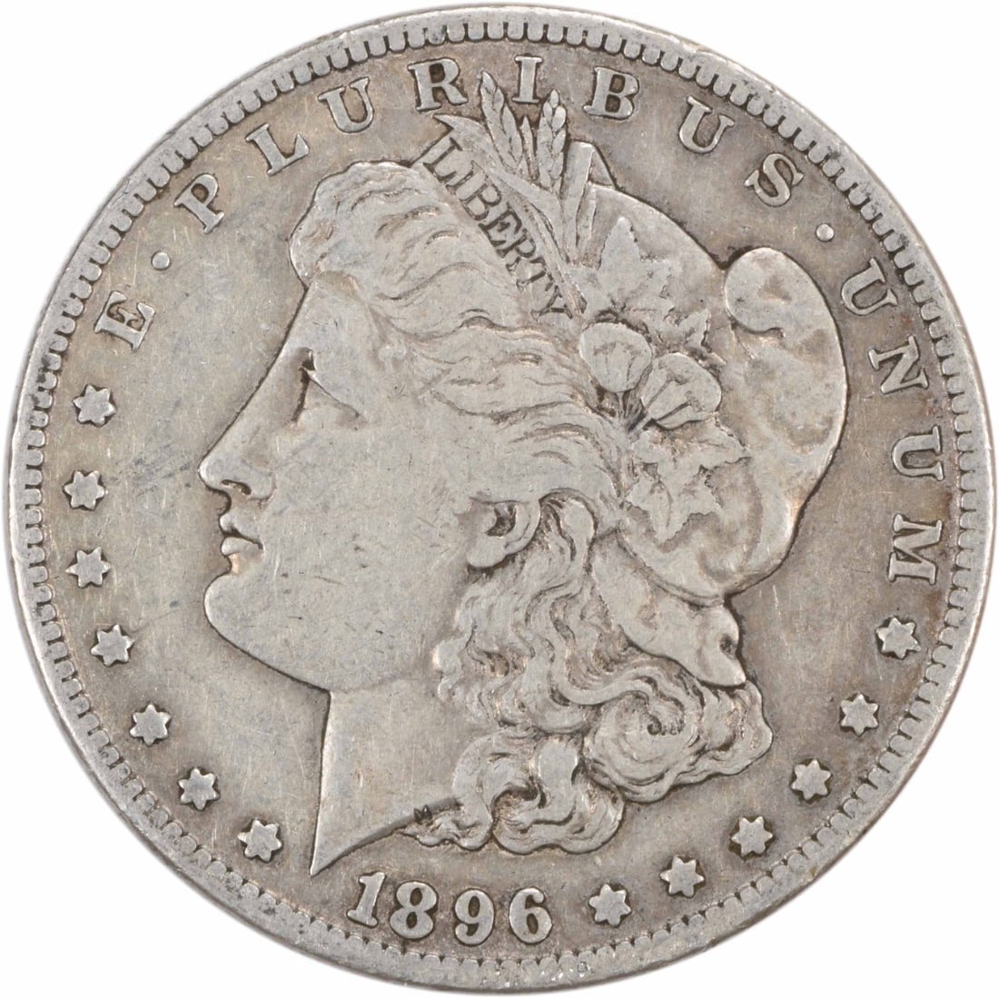 1896-S Morgan Silver Dollar VF Uncertified: 1896-S Morgan Silver Dollar VF Uncertified The 1896-S Morgan Silver Dollar is a circulated coin with a rich history, weighing in at 26.73 grams and featuring a reeded edge. Certified as Uncertified Ci