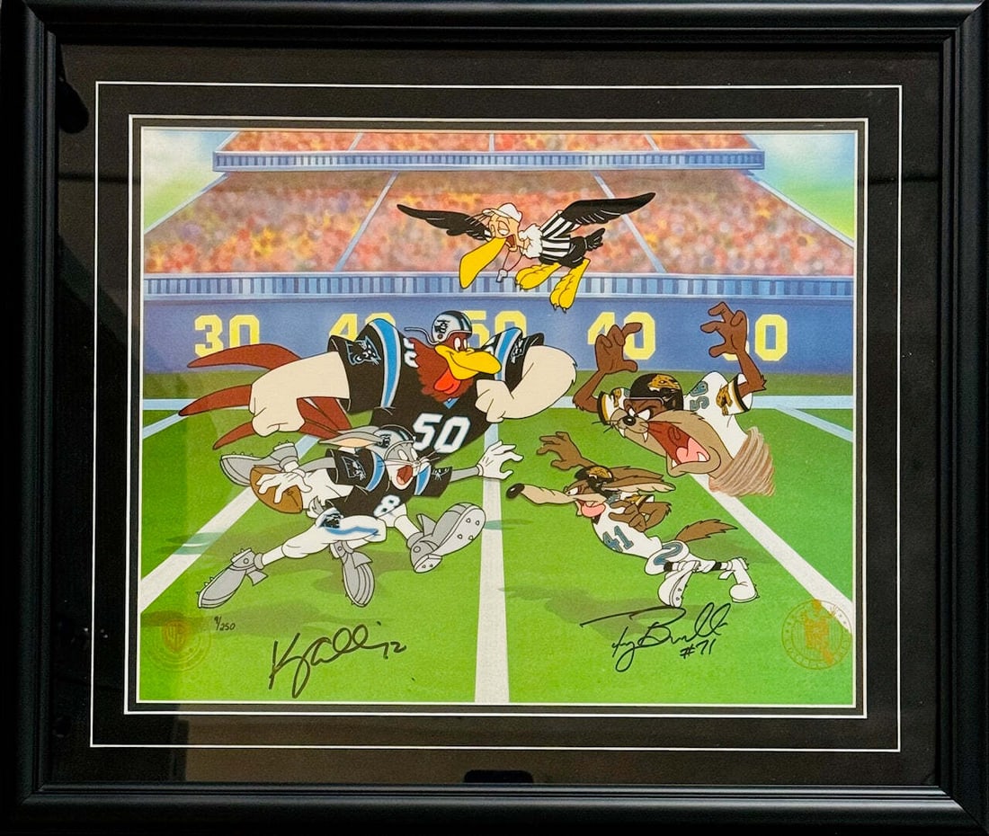Kerry Collins Tony Boselli Signed "I Say, I Say Ouch" L.E. Cel 9/ 250 Warner Bros (1 of 5)