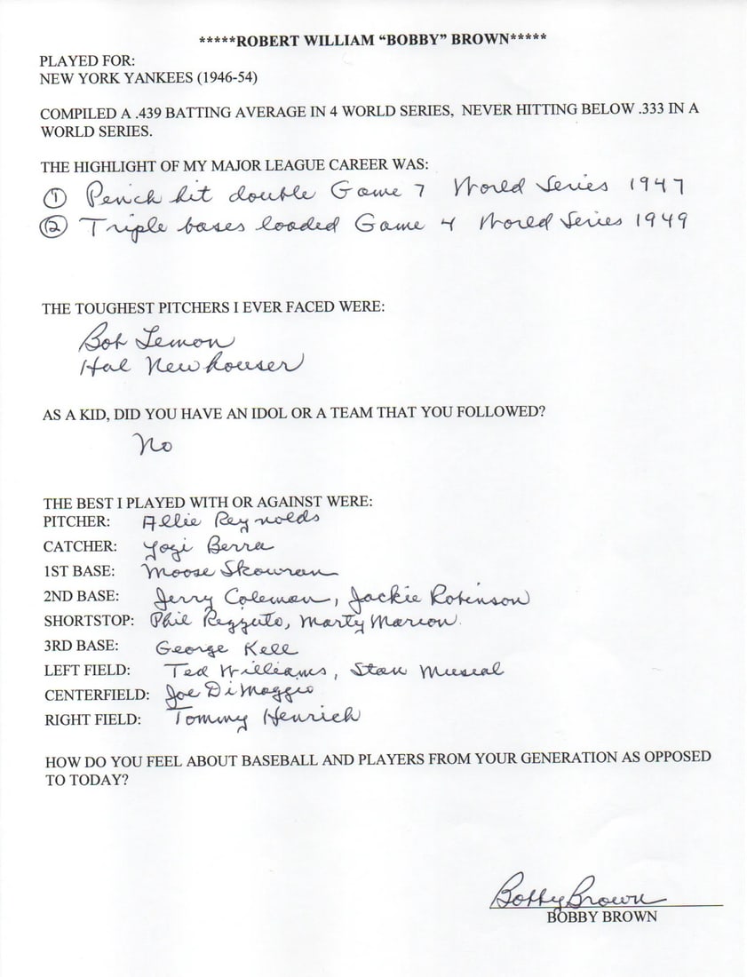 Bobby Brown Autographed Hand Filled Out Survey Page (JSA) (1 of 2)