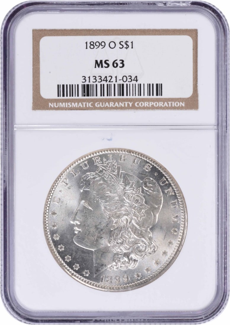 Morgan Silver Dollar MS63 NGC 1899: Morgan Silver Dollar MS63 NGC 1899 The Morgan Silver Dollar MS63 NGC 1899 boasts an impressive MS63 grade, indicating exceptional condition and quality. Certified by the Numismatic Guaranty Corporatio