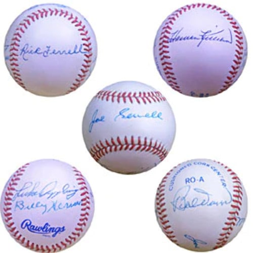 Appling baseball autographed by Doerr Ferrell Herman Killebrew Sewell: Appling baseball autographed by Doerr Ferrell Herman Killebrew Sewell Signed by four baseball legends, this rare autographed baseball features the signatures of Sewell Doerr, Appling Ferrell, Herman K