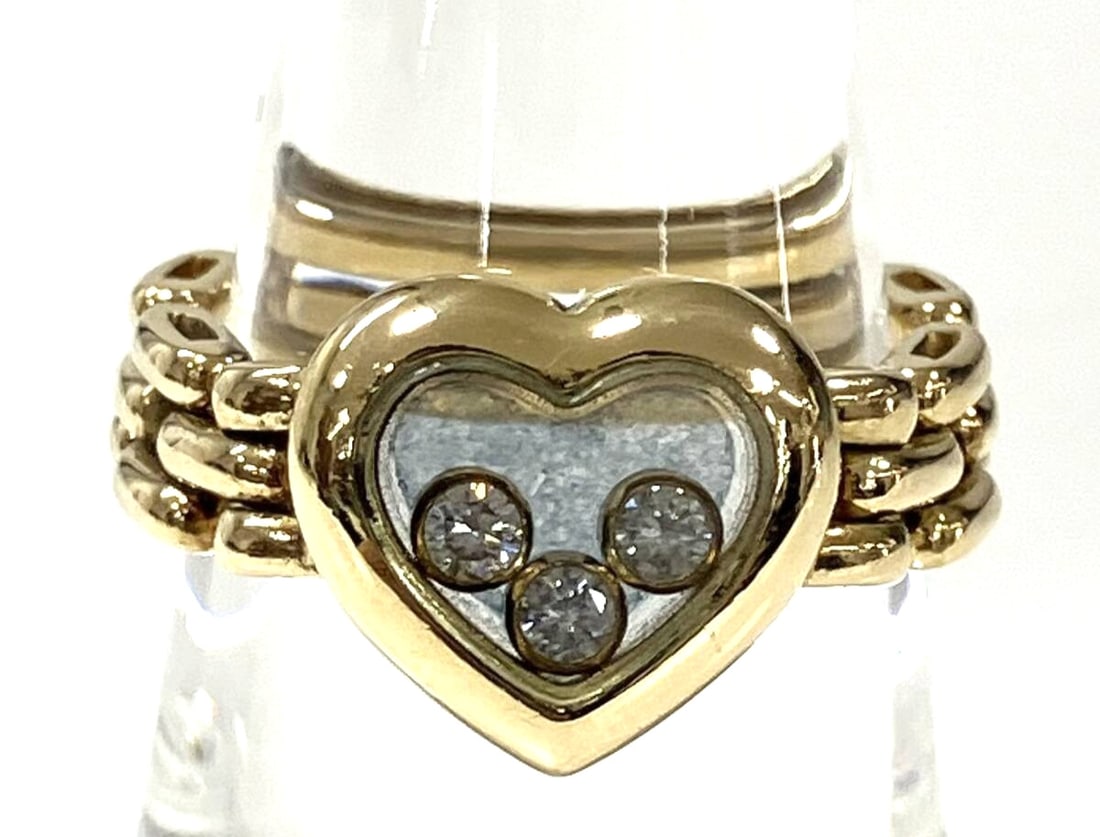 Chopard Vintage Happy Diamond Heart 18k Yellow Gold Flexible Chain Band Ring: Chopard Vintage Happy Diamond Heart 18k Yellow Gold Flexible Chain Band Ring Item Specifics: Shape: Heart Occasion: Anniversary Birthday Christening Christmas Engagement Graduation Mother's Day Valent