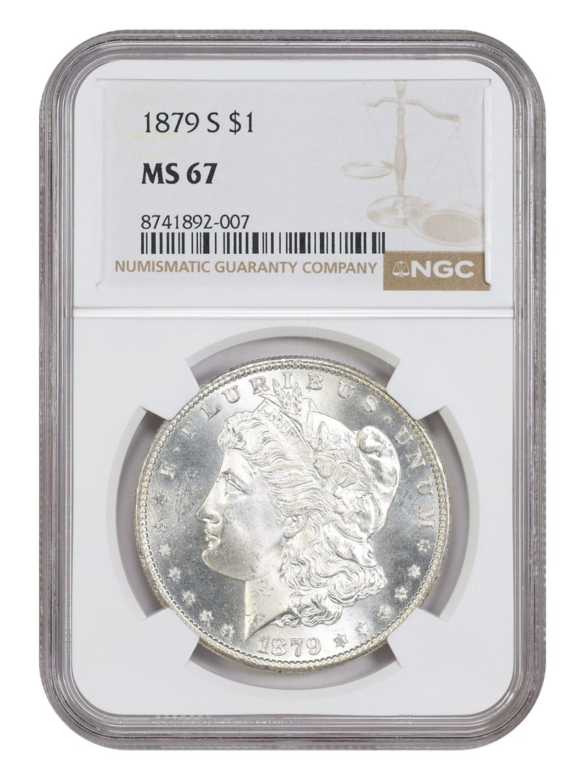 1879-S $1 NGC MS67 - Morgan Dollar - Popular Collector Date: 1879-S $1 NGC MS67 - Morgan Dollar - Popular Collector Date 1879-S $1 NGC MS67 - Morgan Dollar. This uncirculated 1879-S Morgan dollar features the San Francisco mint mark and has been certified by th