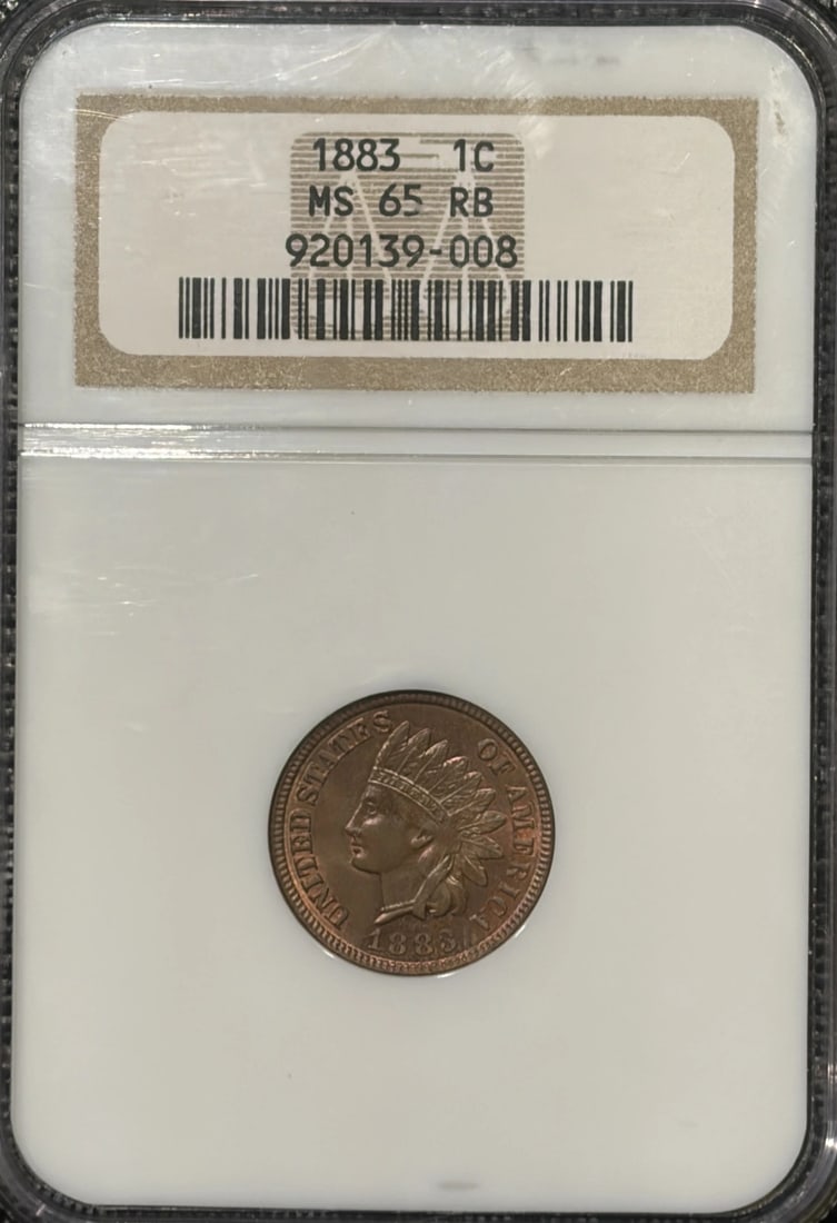 Indian Cent NGC MS65 1883: Indian Cent NGC MS65 1883 The Indian Cent NGC MS65 1883 is an uncirculated coin bearing the mark of the Numismatic Guaranty Corporation, graded MS 65 for its mint state condition. Certified in 2023 wi