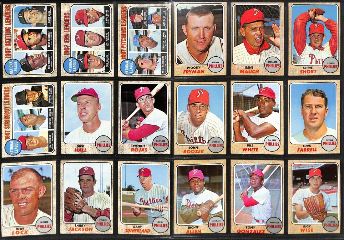 1968 TOPPS Baseball Philadelphia Phillies Team Set 30 Cards Richie Allen 189416: 1968 TOPPS Baseball Philadelphia Phillies Team Set 30 Cards Richie Allen 189416 1968 TOPPS Baseball Philadelphia Phillies Team Set - A Rare Piece of Baseball History. This original set features 30 car