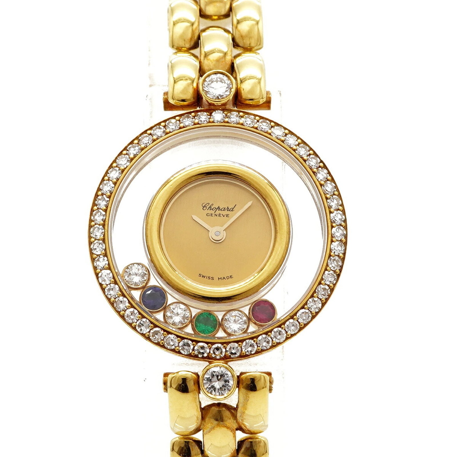 Chopard Wristwatch: Chopard Wristwatch Yellow gold Chopard wristwatch with a 24mm case diameter, featuring a quartz movement and a gold dial. The watch has a 14.5cm band length, suitable for wrists up to 5.7 inches in ci