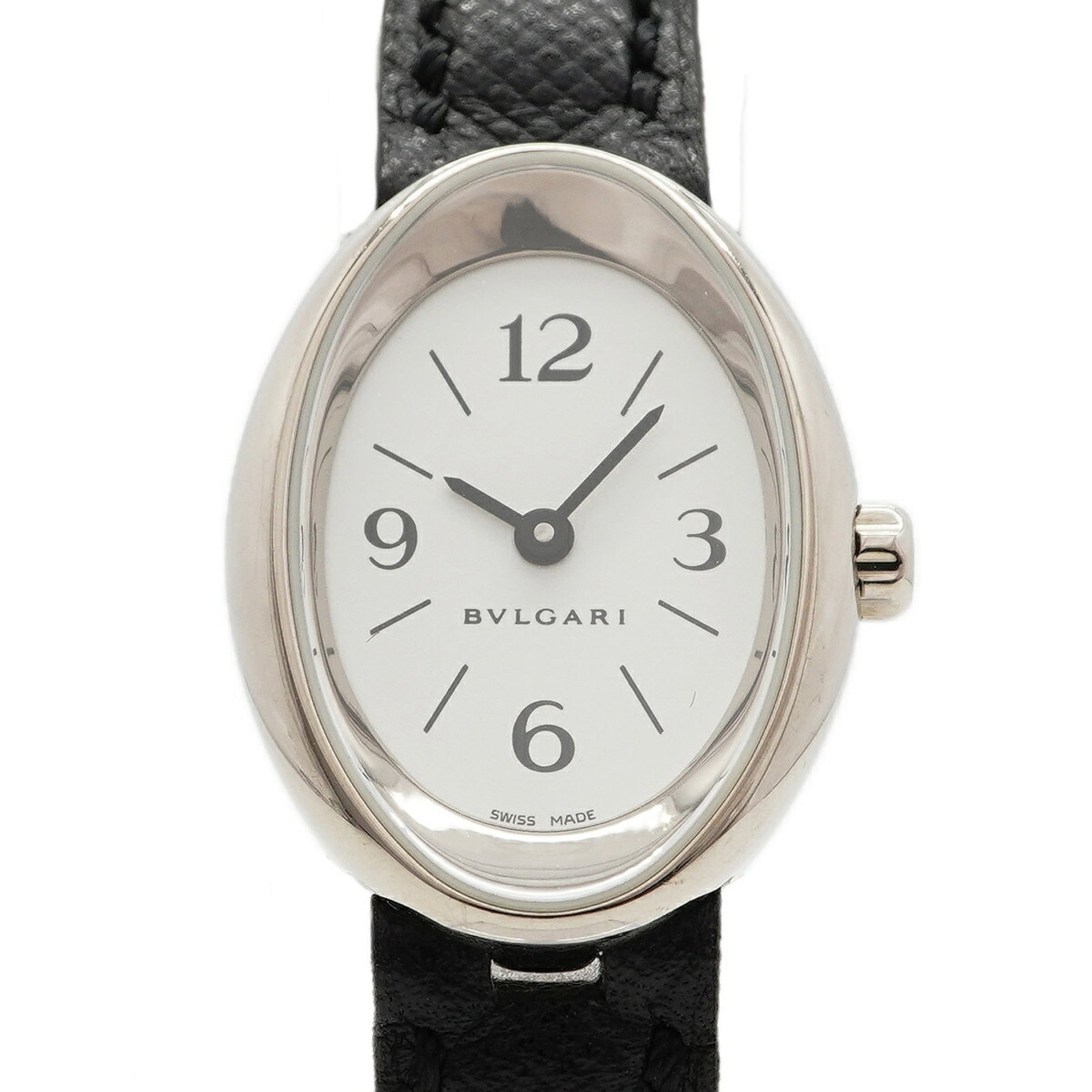 Bvlgari Wristwatch: Bvlgari Wristwatch The Bvlgari wristwatch boasts a sleek design with a white leather band, complemented by a crisp white dial. This quartz-powered timepiece features a compact case diameter of 20mm