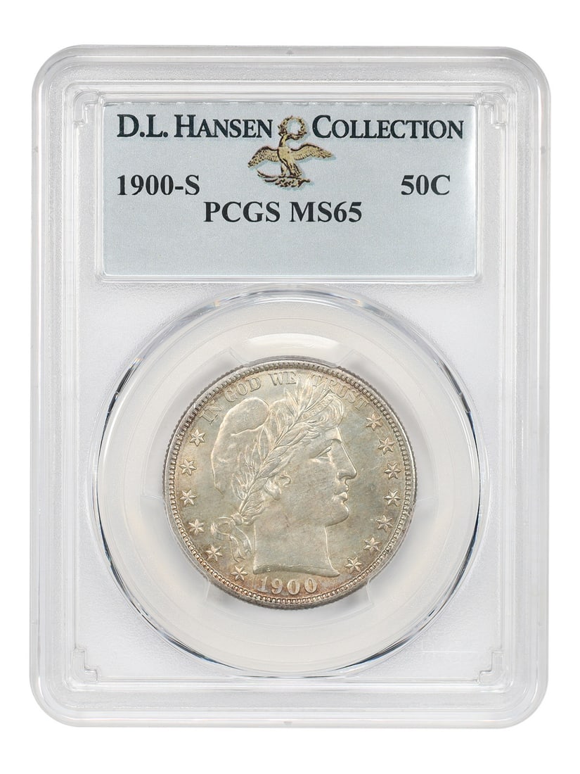 PCGS MS65 1900-S 50c ex D.L. Hansen: PCGS MS65 1900-S 50c ex D.L. Hansen The PCGS MS65 1900-S 50c ex D.L. Hansen is an uncirculated 50-cent coin from the San Francisco Mint, certified by the Professional Coin Grading Service (PCGS) with 