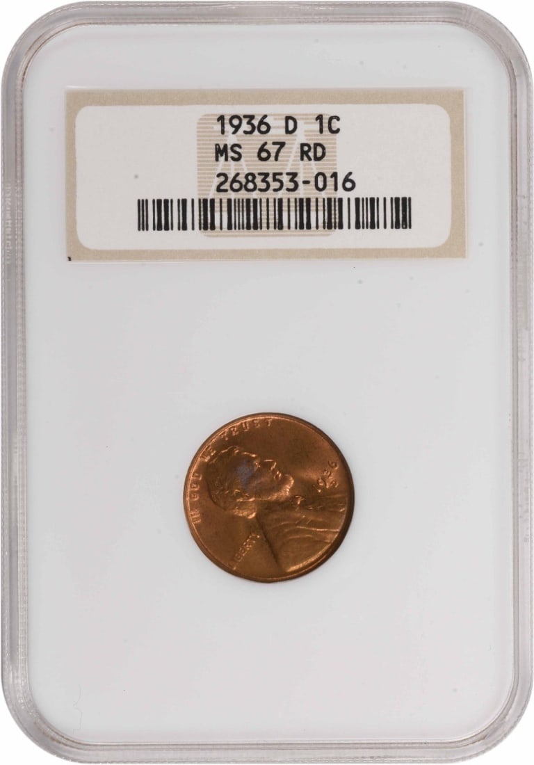 Lincoln Cent 1936 MS67RD NGC: Lincoln Cent 1936 MS67RD NGC The Lincoln Cent 1936 MS67RD NGC is a highly detailed and well-preserved coin, graded MS67 by the Numismatic Guaranty Corporation (NGC). Its circulated/uncirculated status