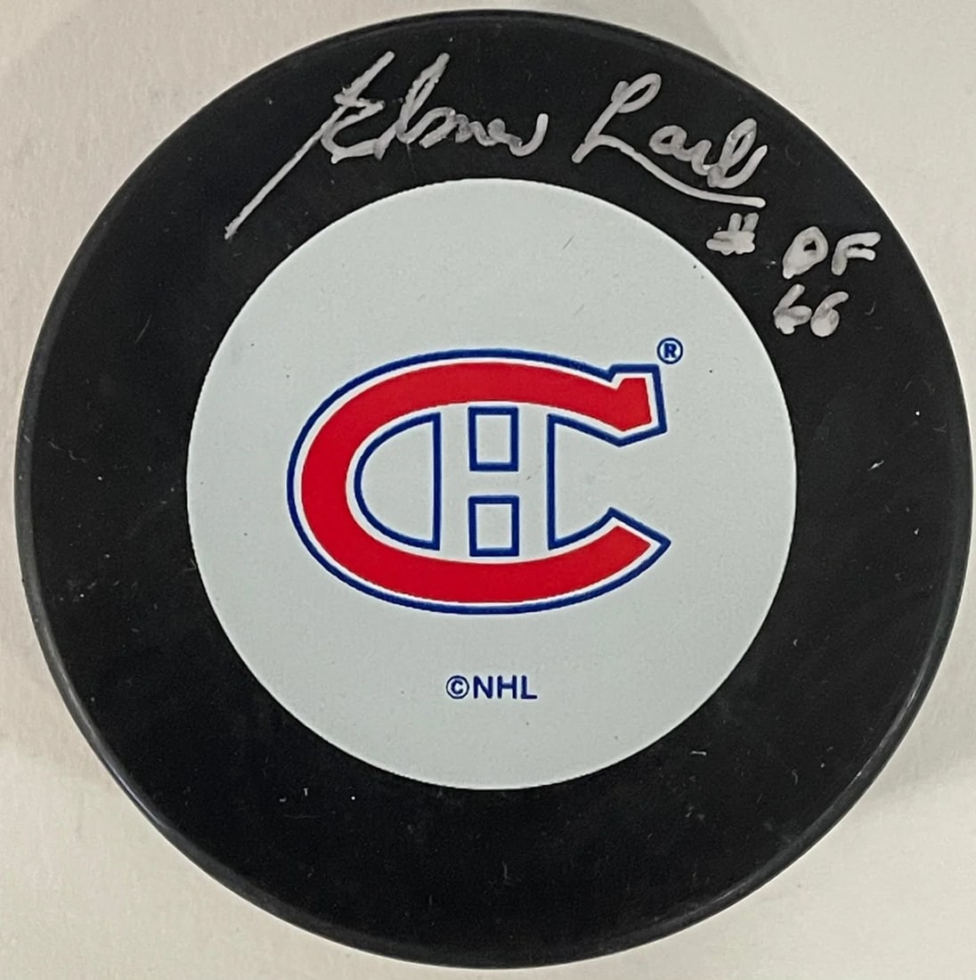 Montreal Canadiens Autographed Elmer Lach Puck (1 of 2)