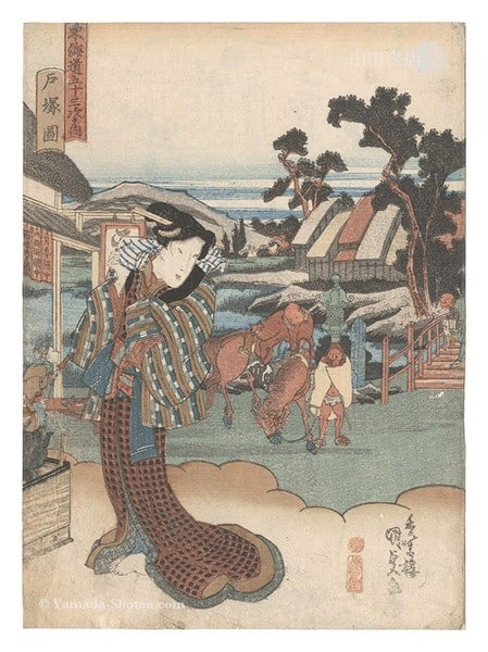 Kunisada I Woodblock Print 53 Stations of Tokaido Totsuka c 1838 Japanese Art: Kunisada I Woodblock Print 53 Stations of Tokaido Totsuka c 1838 Japanese Art Item Specifics: Artist: Kunisada I Subject: Totsuka 53 Stations of the Tokaido Material: Paper Style: Japanese Year Of Pro